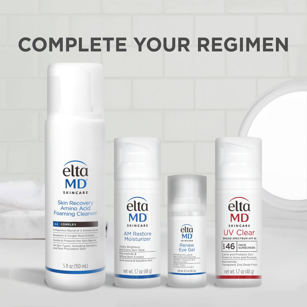 EltaMD Renew Eye Gel, péptidos y vitaminas para el cuidado facial.