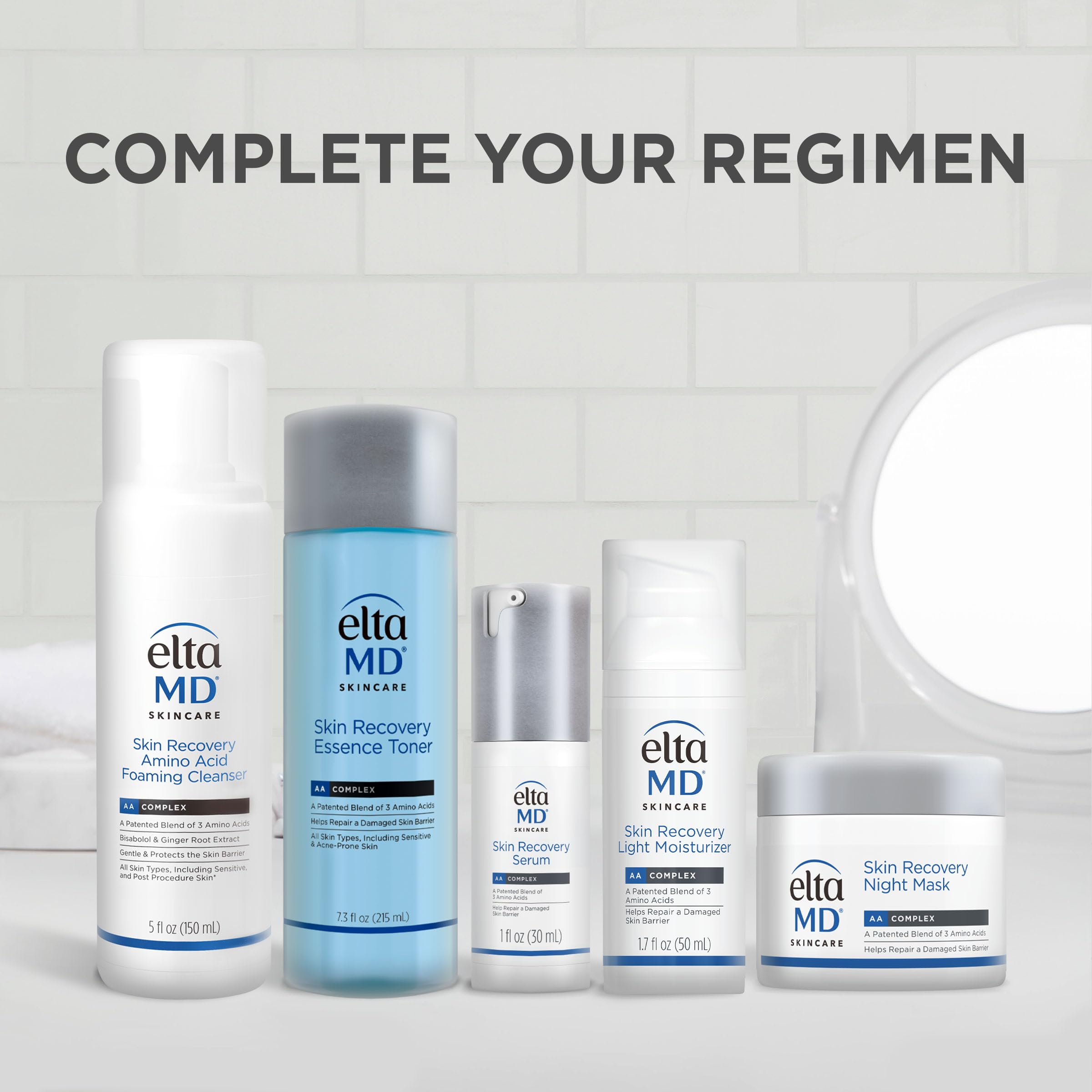 Péptidos y antioxidantes de EltaMD para cuidado nocturno suave.