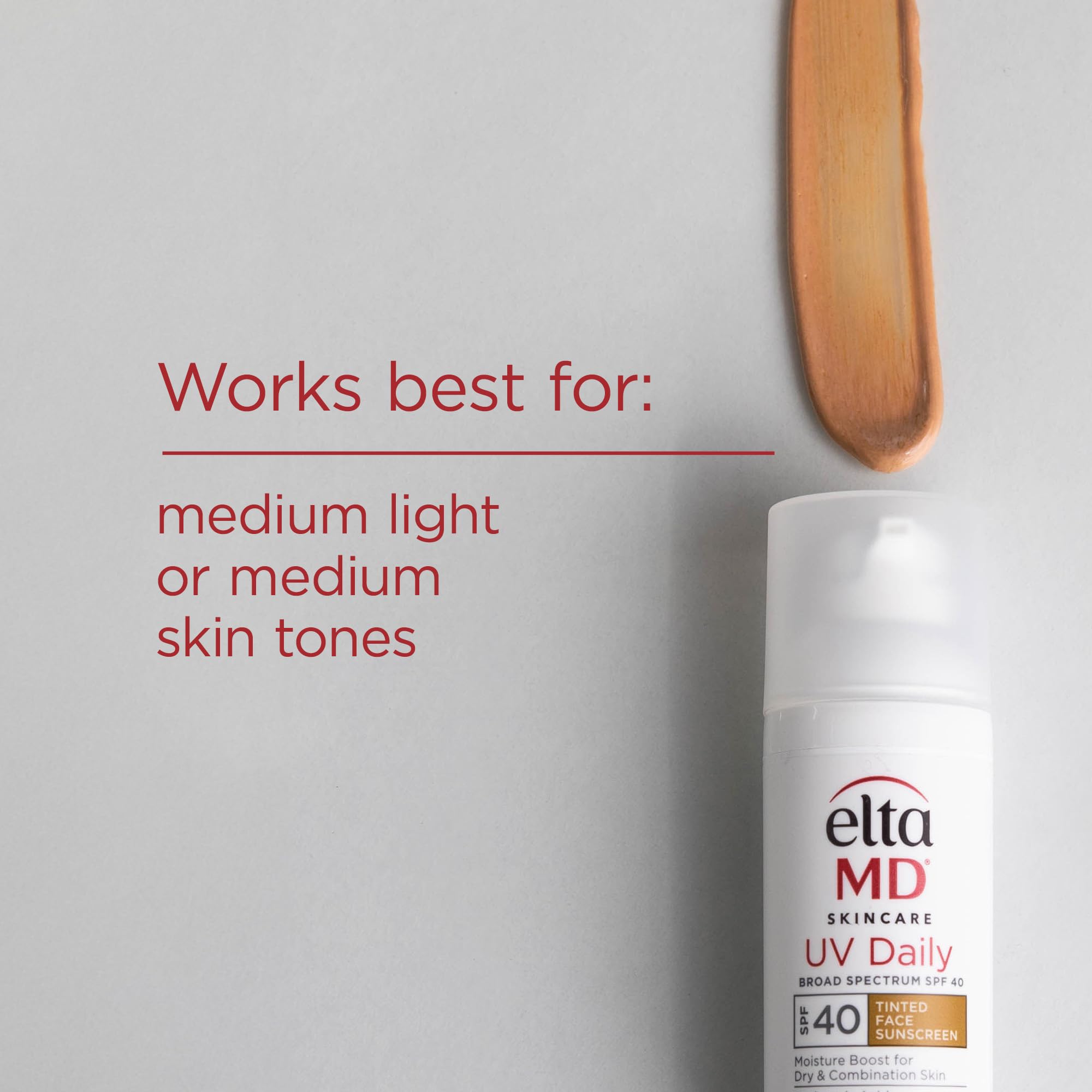 EltaMD UV Daily acabado natural sin blancos, tono uniforme al aplicar.