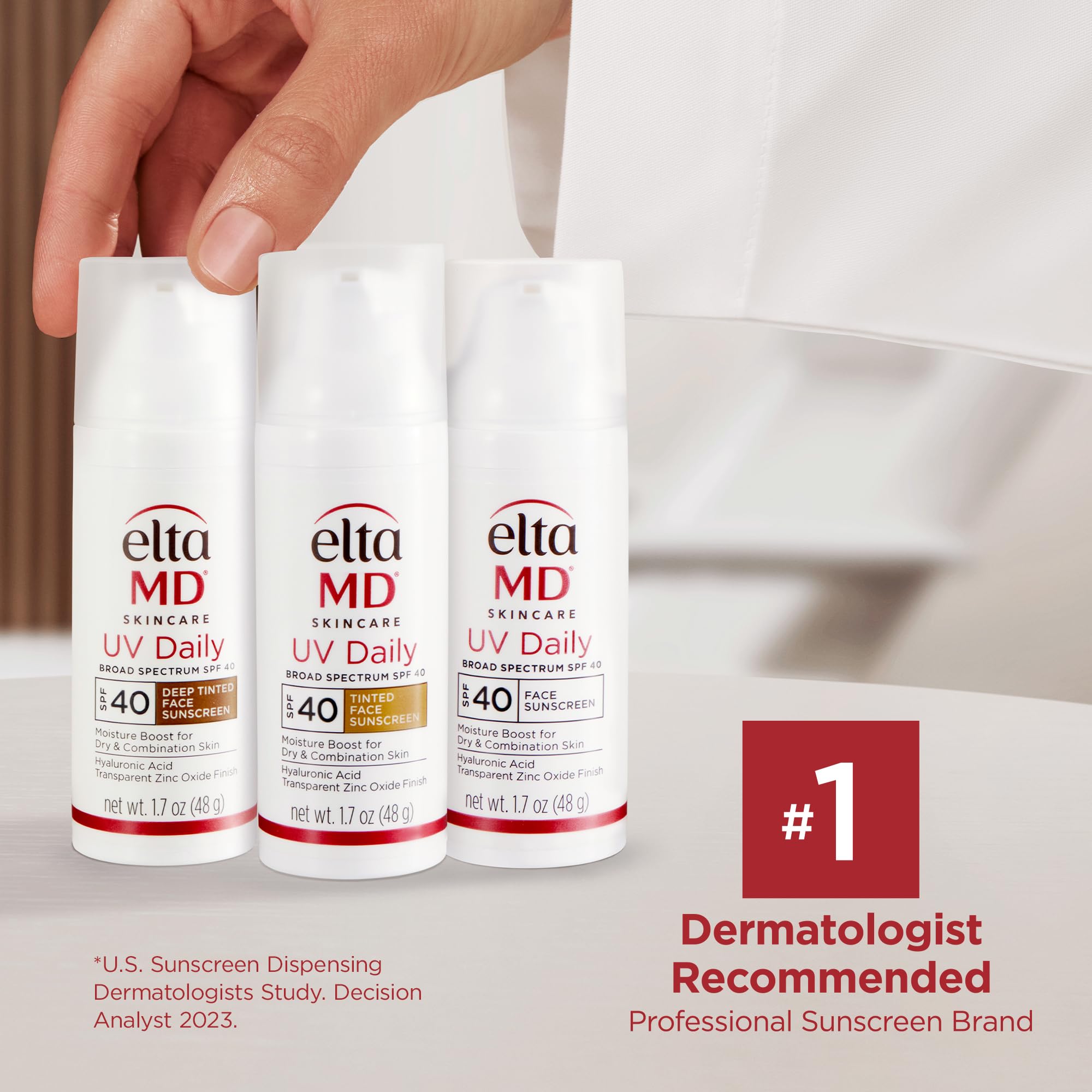 EltaMD UV Daily textura ligera, absorción rápida para uso diario.