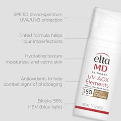 EltaMD UV Elements tono universal con acabado natural para la piel.