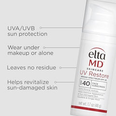 Textura suave de EltaMD UV Restore que hidrata la piel.