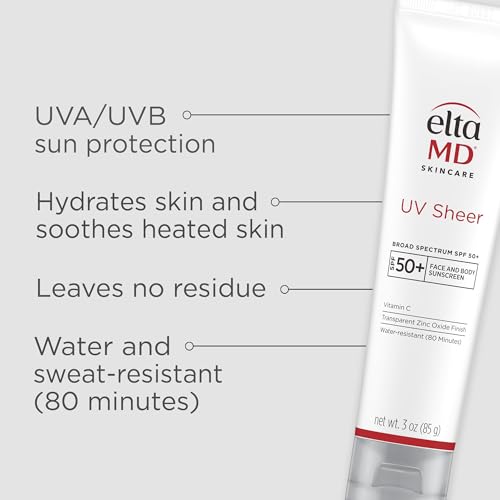 EltaMD UV Sheer utiliza óxido de zinc transparente para protección de piel.