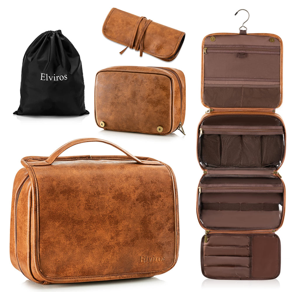 Bolsa de aseo colgante Elviros 3 en 1, ideal para viajes organizados.