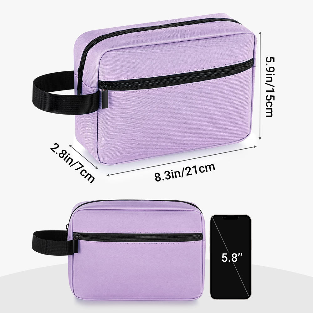 Elviros bolsa de aseo lavanda, dimensiones compactas para maletas y mochilas.