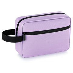 Elviros bolsa de aseo lavanda, vista frontal, ideal para ordenar cosméticos.