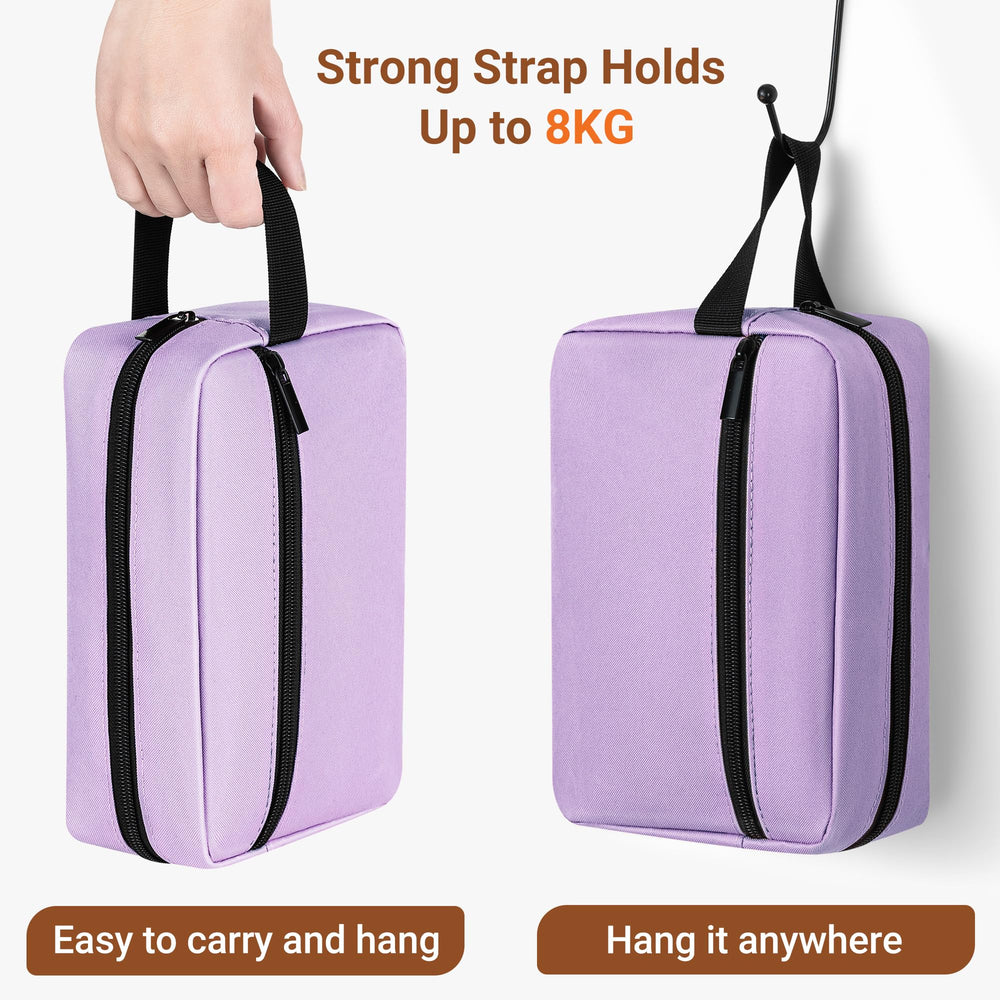 Elviros bolsa de aseo lavanda, gancho para colgar y ahorrar espacio.