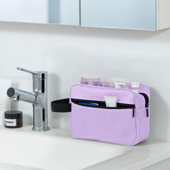 Elviros bolsa de aseo lavanda, interior, separa artículos de higiene para viajes.