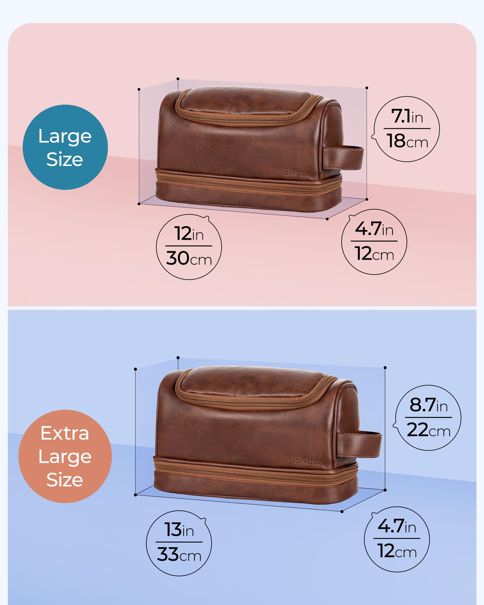 Uso múltiple del neceser Elviros como kit de aseo y Dopp kit