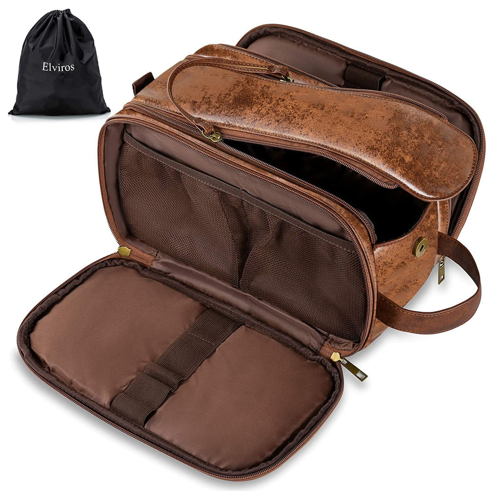 Elviros neceser de viaje para hombre, frente elegante en piel PU, ideal para organización