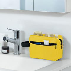 Elviros organizador de maquillaje ligero amarillo, perfecto para guardar cosméticos y artículos de aseo.