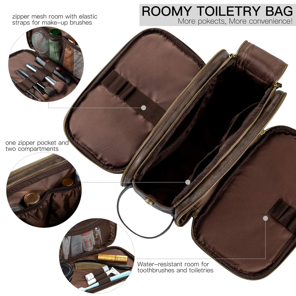 Elviros trousse-toilette en cuir PU résistant à l'eau, durable et facile à nettoyer.