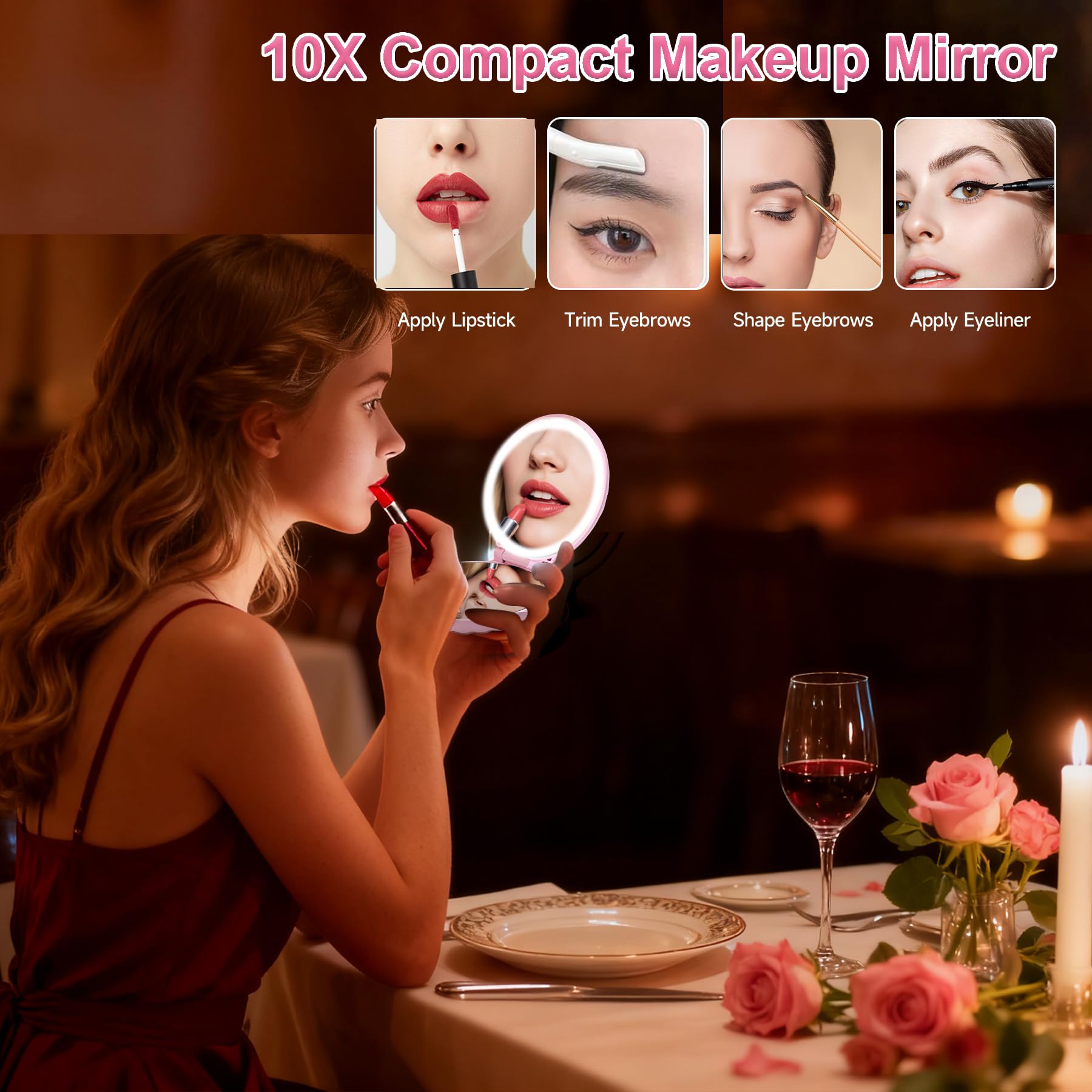 Espejo-concha-diseño-original de E-MAKEUP, diseño elegante para llevar