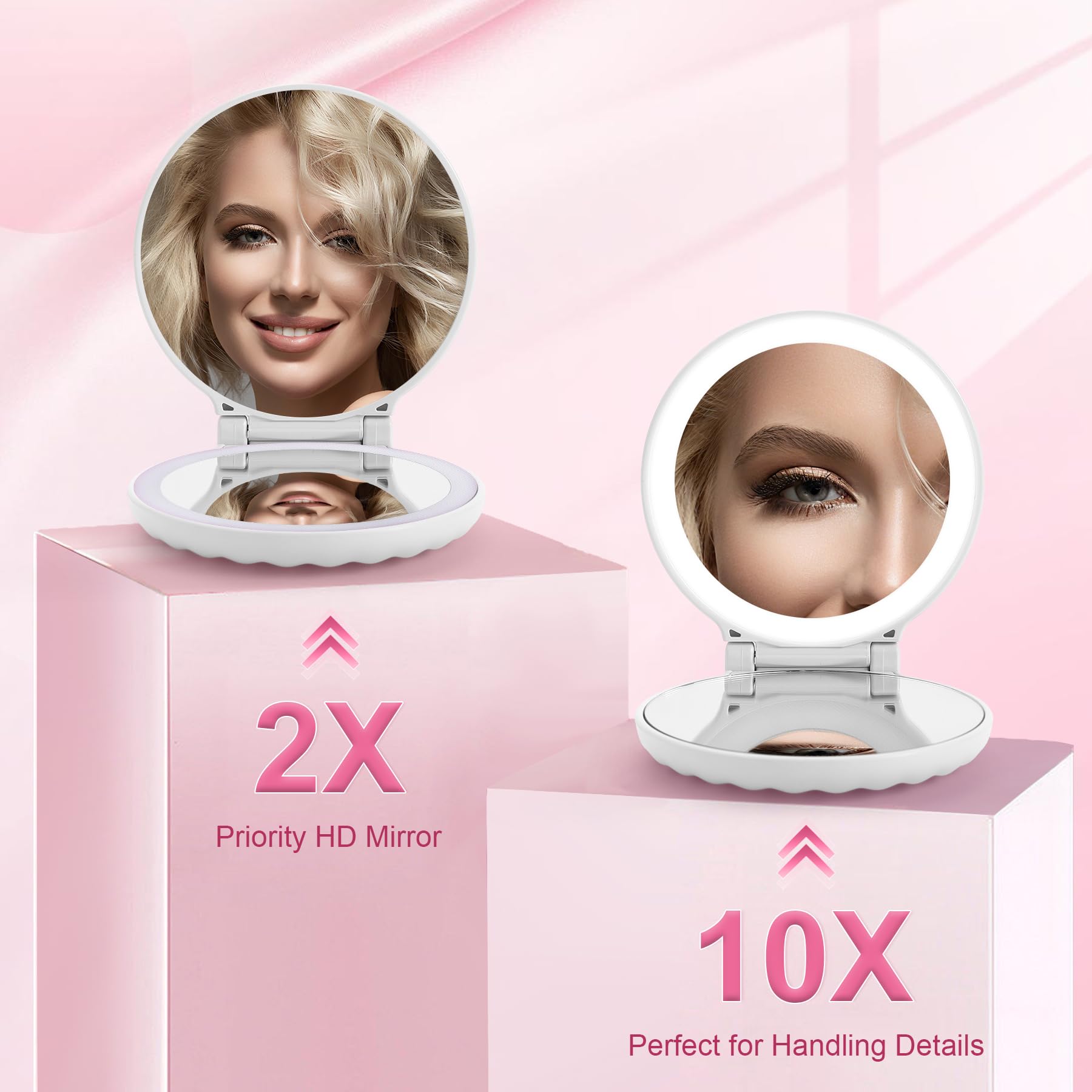 Espejo-maquillaje-ligero-practico de E-MAKEUP, perfecto para retoques rápidos
