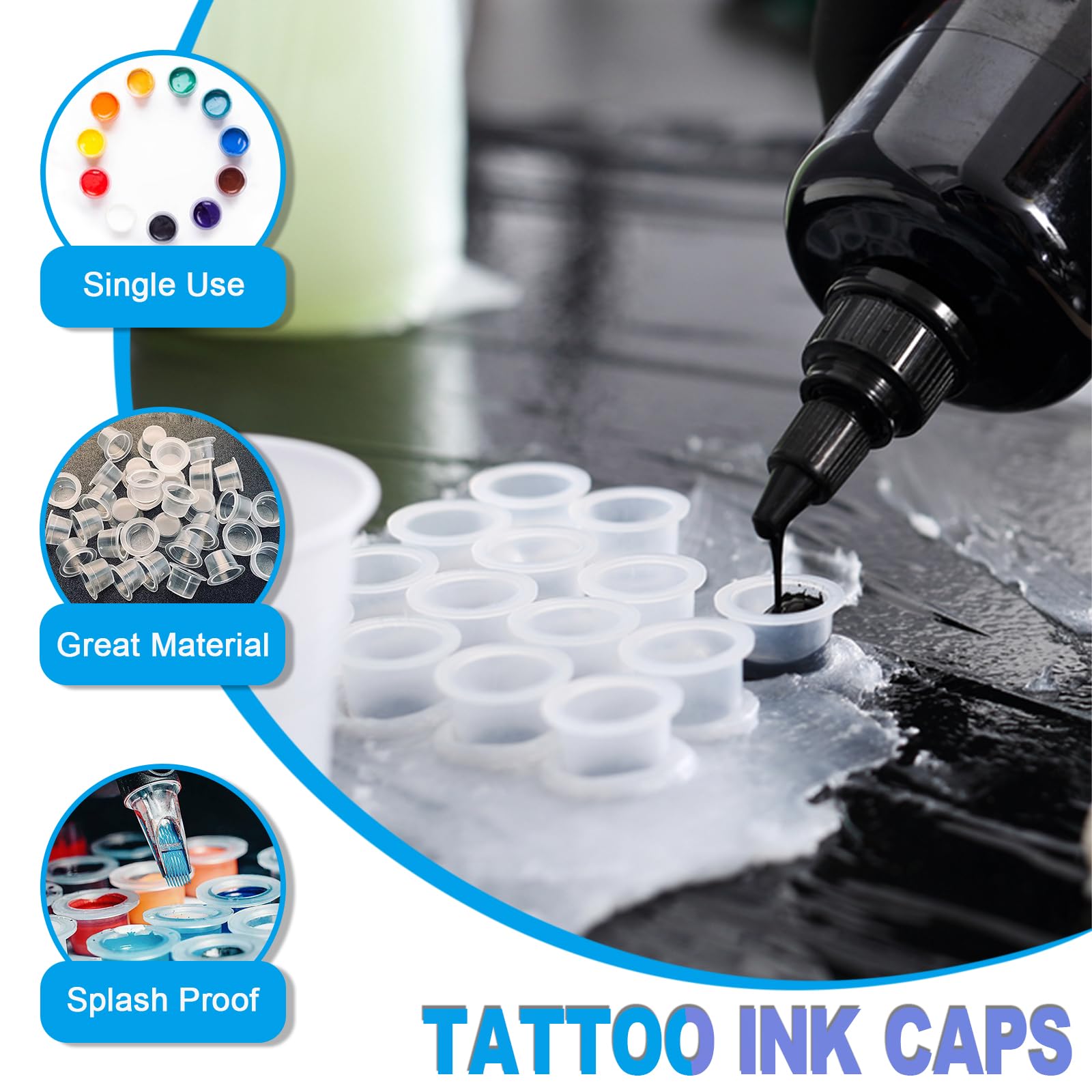 Emalla soporte tapas tinta tatuaje negro, facilita el flujo de pigmento.