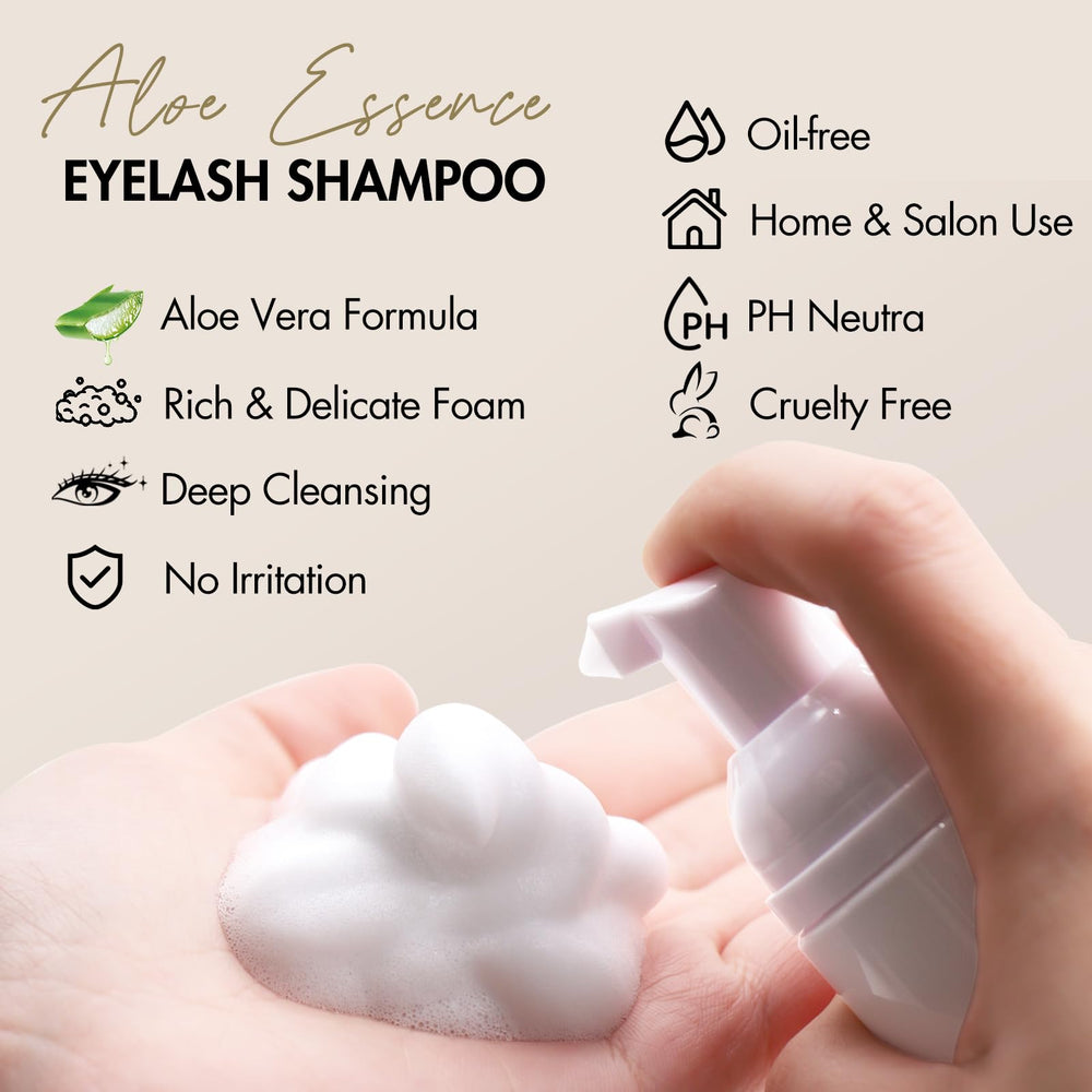 Embagol Lash Shampoo con aloe, suavidad para pestañas.
