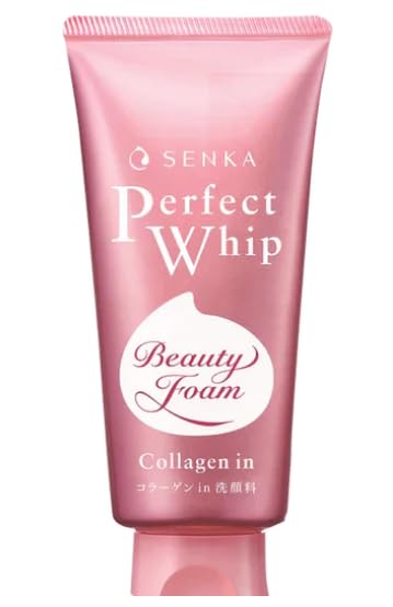 Embeauty Senka Perfect Whip con colágeno, espuma densa limpia sin resecar la piel.
