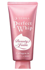 Embeauty Senka Perfect Whip con colágeno, espuma densa limpia sin resecar la piel.