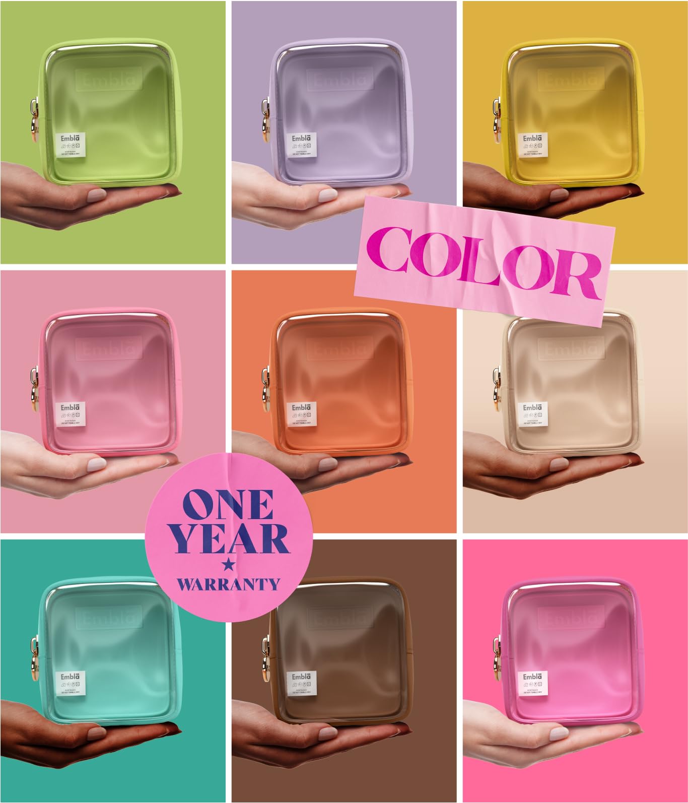 Cierre dorado de Embla realza un estuche de maquillaje elegante