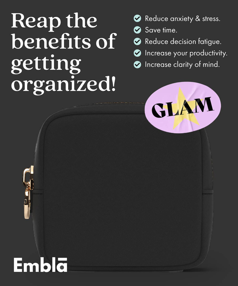 Embla sac compact noir, idéal pour une organisation rapide en déplacement.