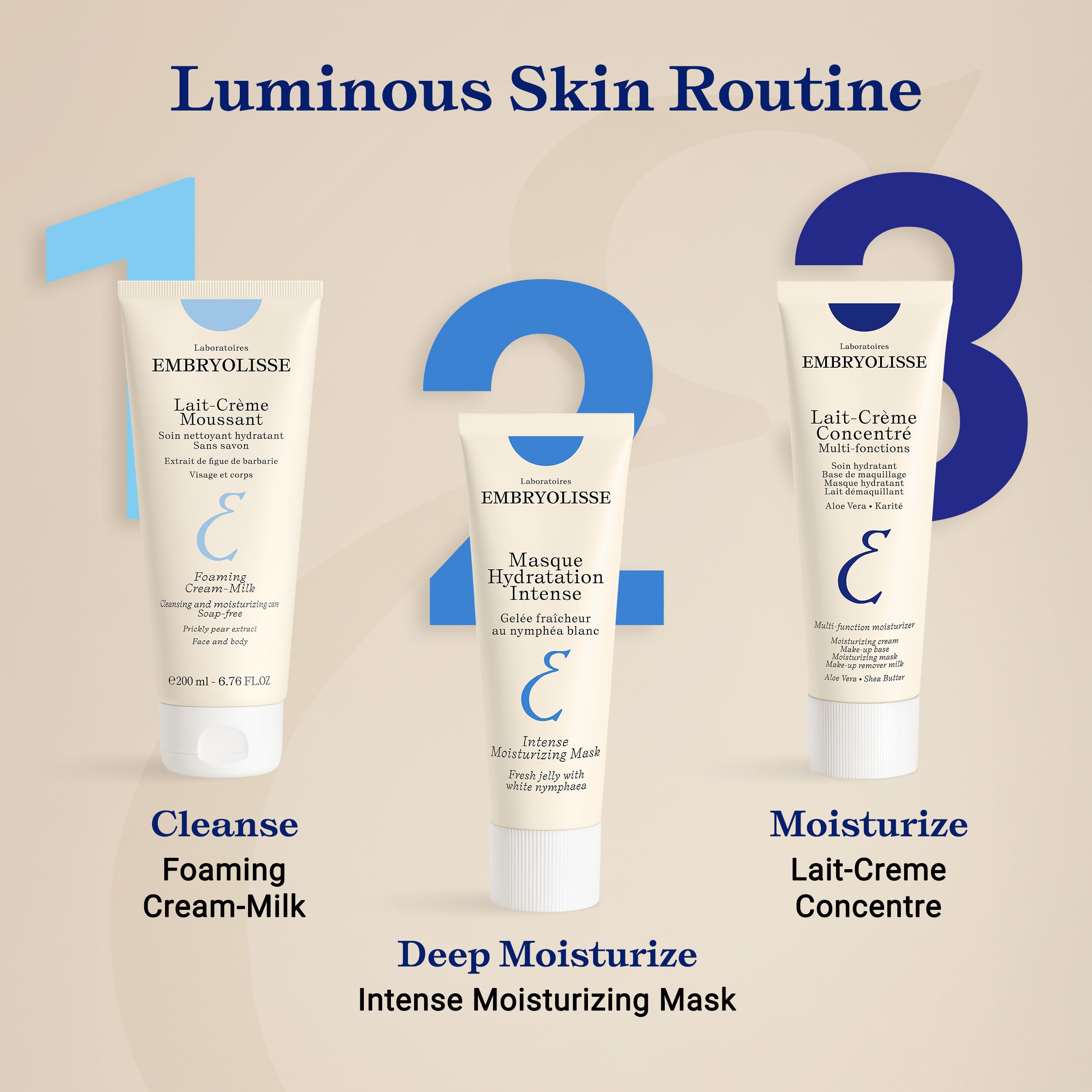 Empaque de aluminio reciclable Embryolisse, cuidado sostenible para tu rutina.