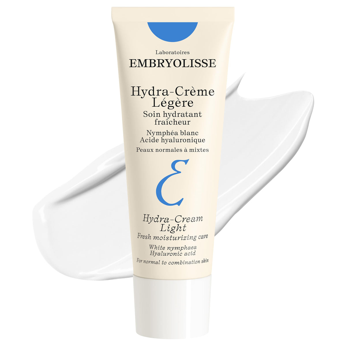 Embryolisse Hidra-Crema Ligera en envase de aluminio, hidratación suave para piel normal a mixta.