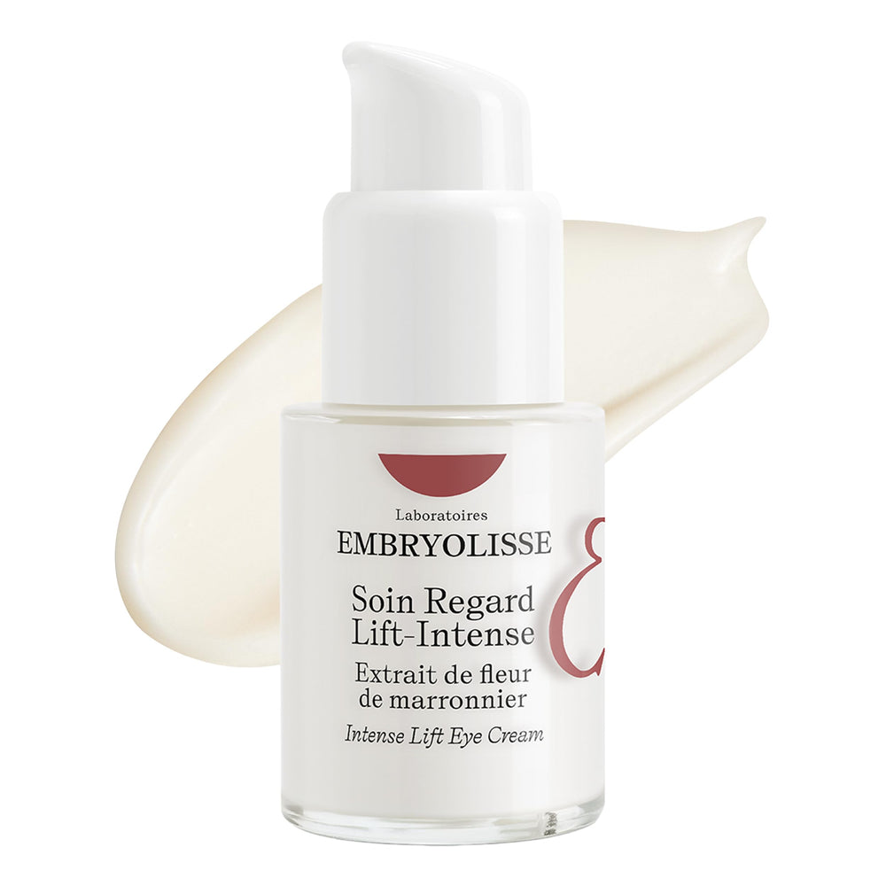 Embryolisse Intense Lift Eye Cream en empaque reciclable para cuidado sostenible.