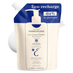 Embryolisse Lait Creme Fluid+ botella lista para aplicación suave en rostro y cuerpo.