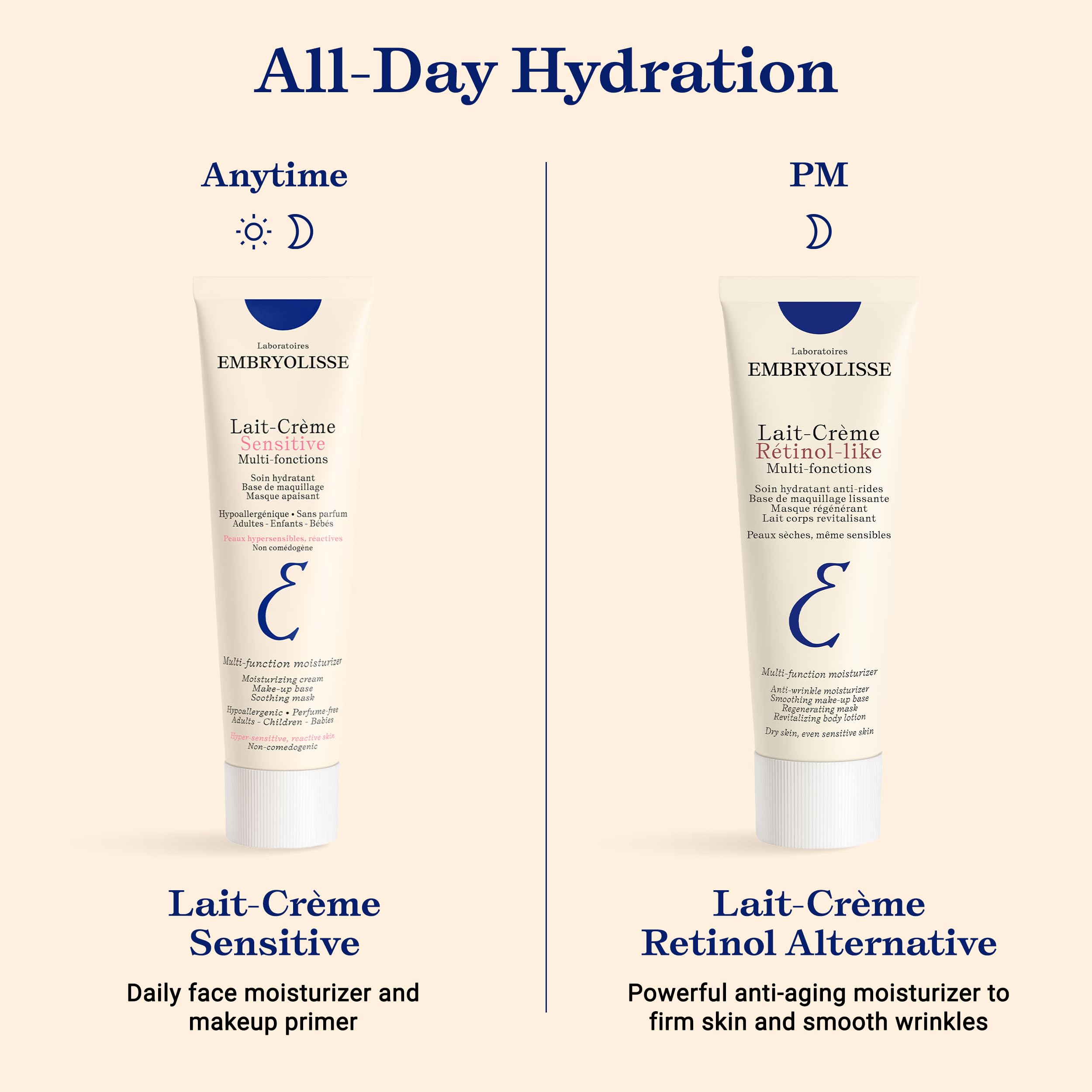 Embryolisse Lait Crème Sensitive: sin fragancia, ideal para piel reactiva.