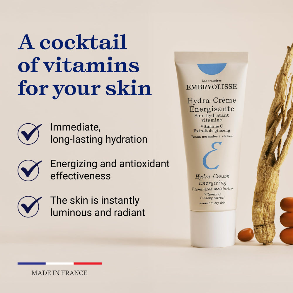Ingrédients clés vitamine C et ginseng pour teint lumineux