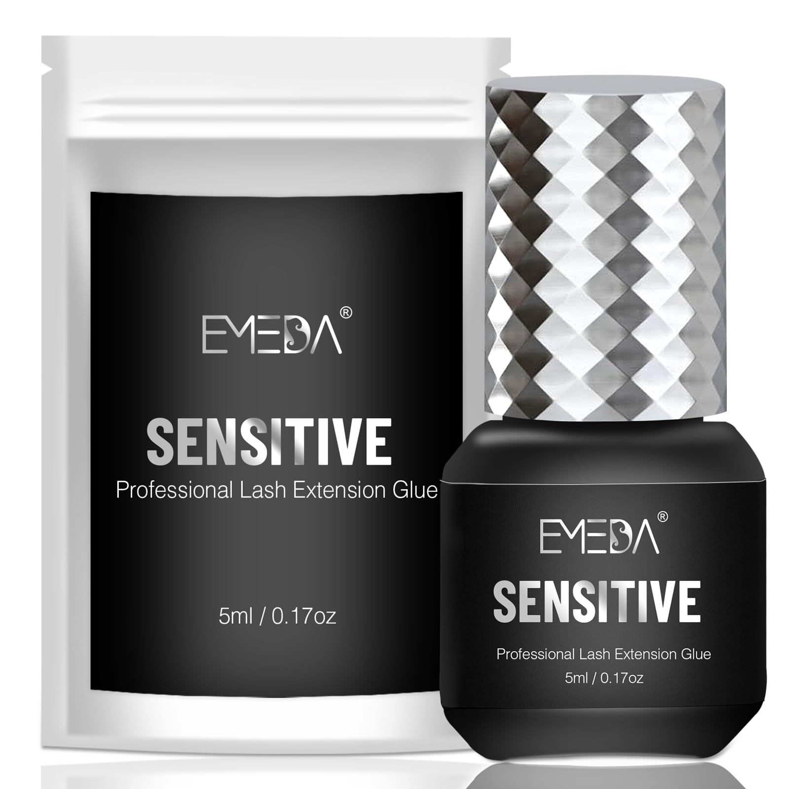 EMEDA adhesivo para extensiones de pestañas, frasco negro de 5ml, uso profesional.