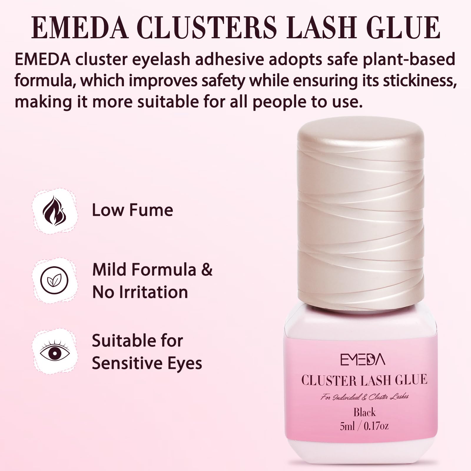 EMEDA adhesivo pestanas sensibles: duracion prolongada para un aspecto natural sin irritacion.