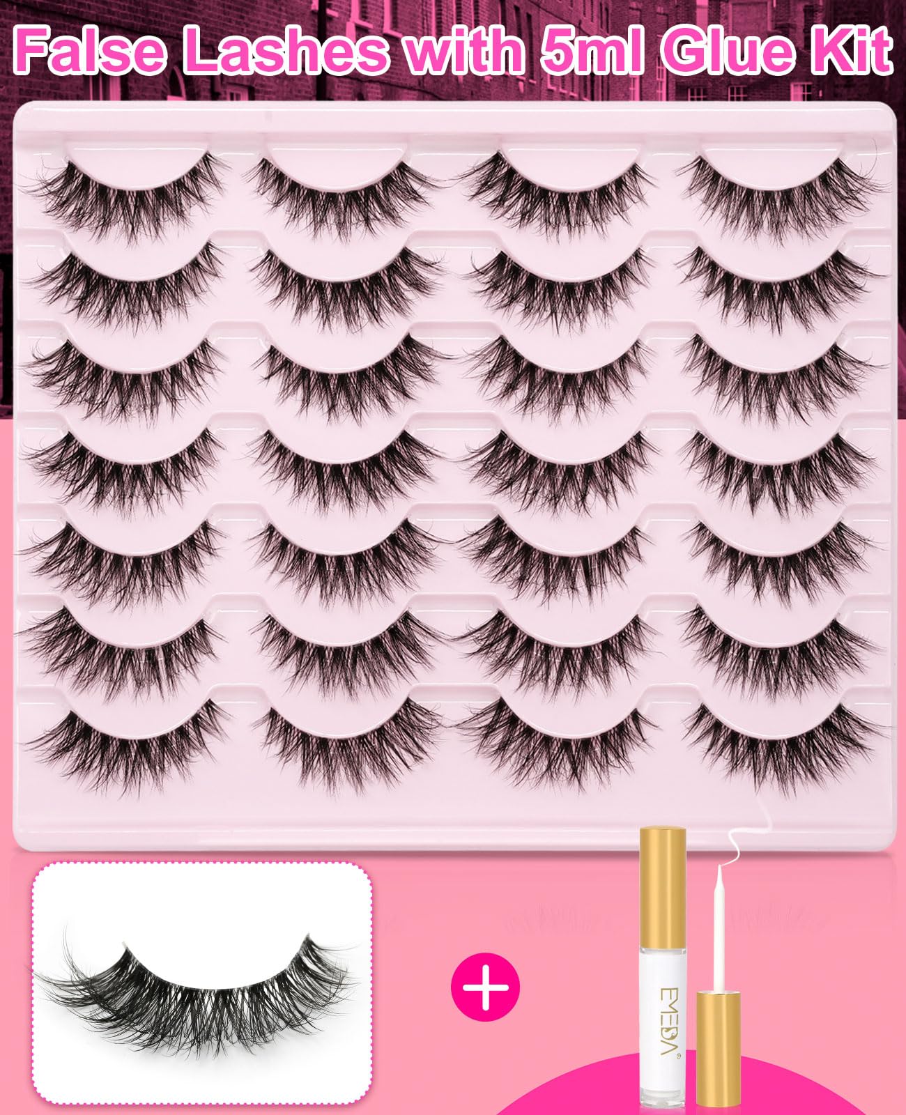 EMEDA kit de pestañas, banda transparente para un look natural y ligero.