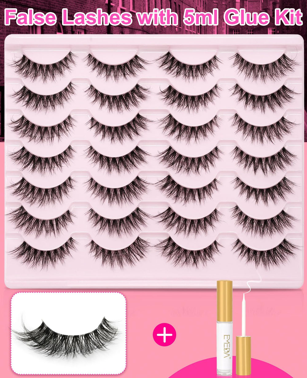 EMEDA kit de pestañas, banda transparente para un look natural y ligero.