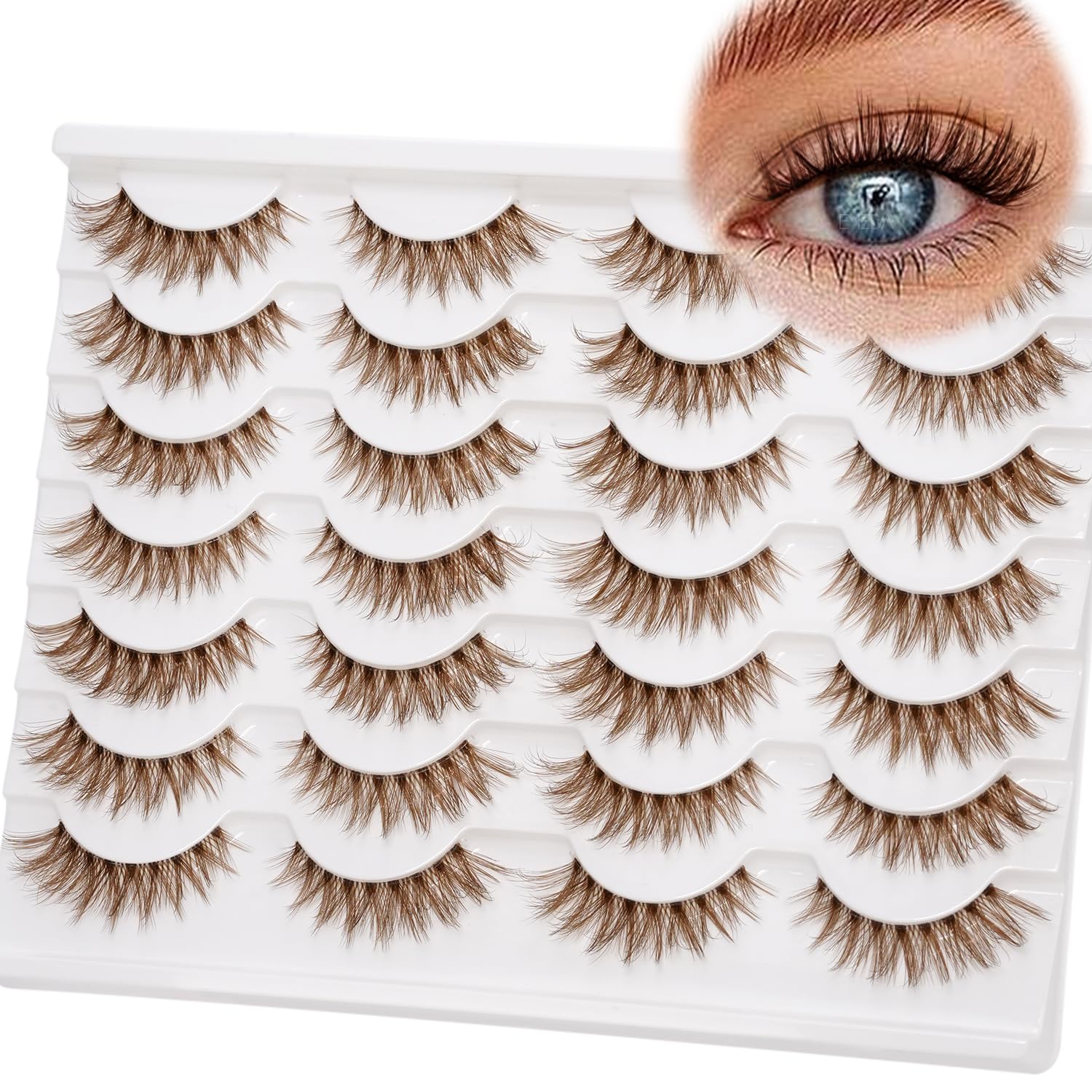 EMEDA Pestanas marrón 14mm naturales para un look suave y definido.