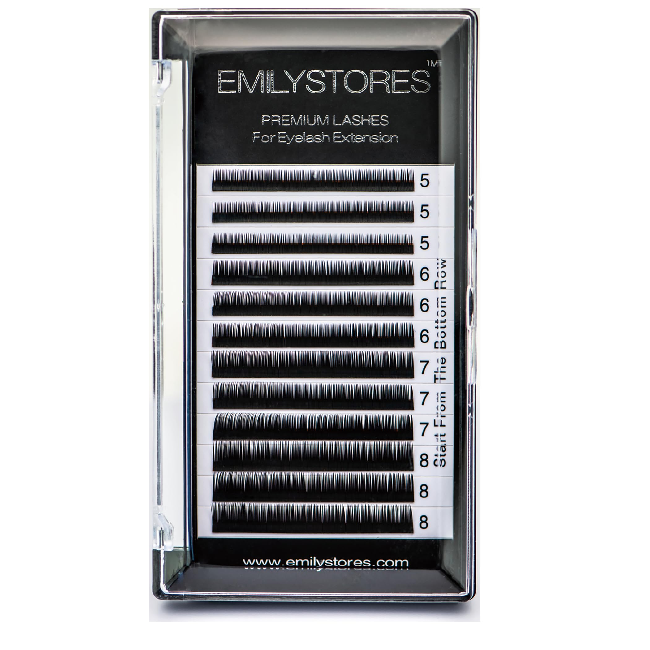 EMILYSTORES extensión inferior de pestañas, curva J, 0.10 mm, 5 mm, para look natural diario.