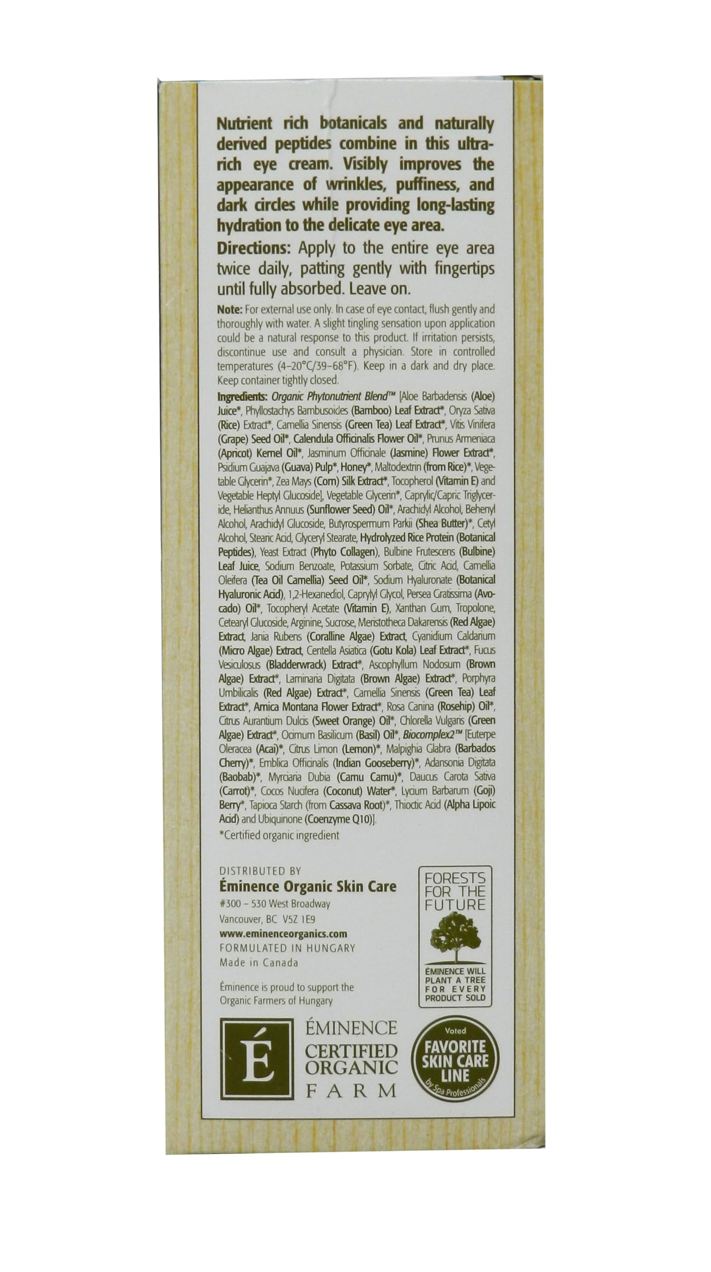 Eminence crema contorno ojos hidratación duradera para un aspecto fresco