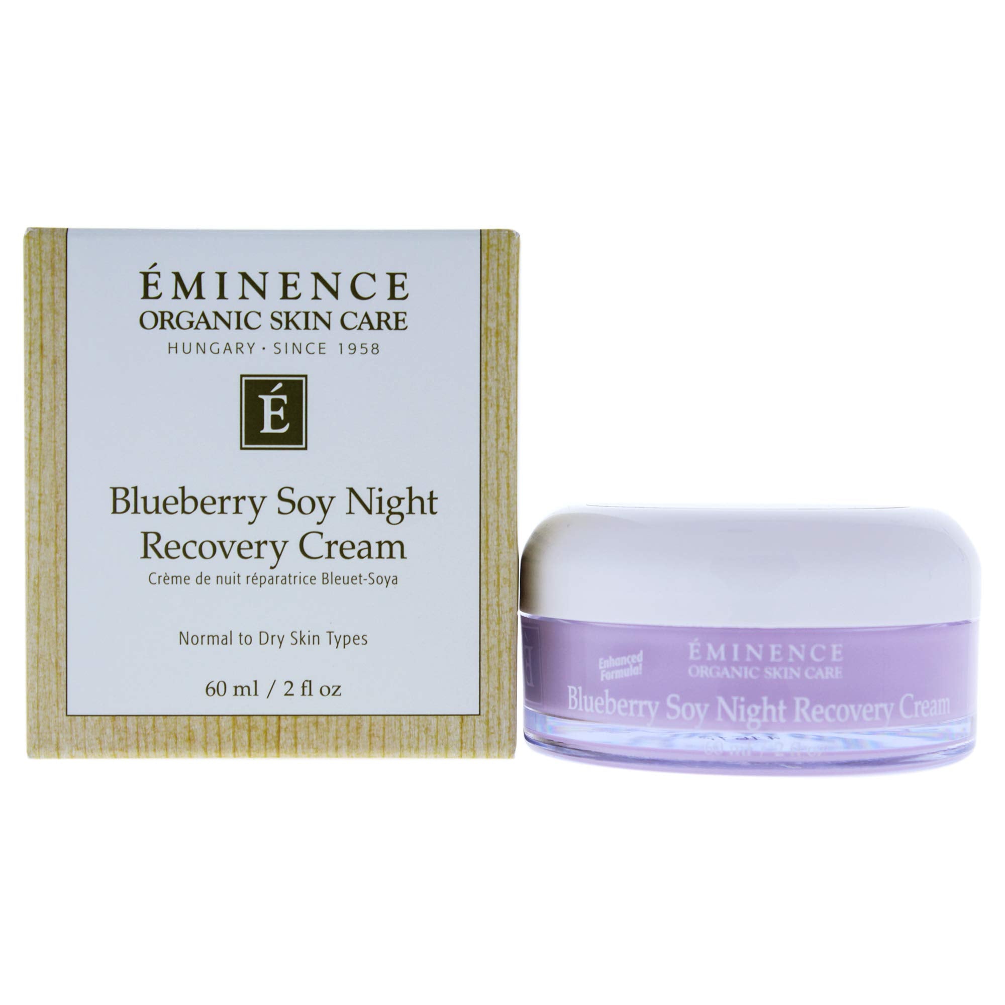 Eminence crema noche arándano soja: textura suave para el cuidado nocturno.
