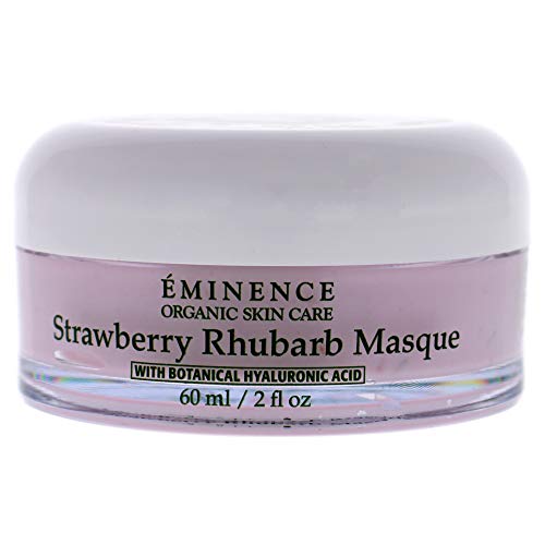 Mascarilla Eminence Orgánico Fresa-Ruibarbo, aplicación suave para exfoliar y nutrir.