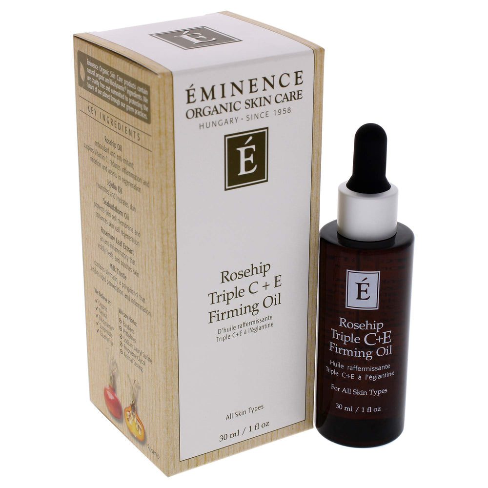 Eminence soin visage Rosehip Triple C+E, routine hydratante pour un éclat discret.