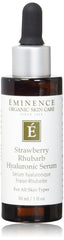 Eminence serum ácido hialurónico fresa y ruibarbo en botella, para hidratación suave.