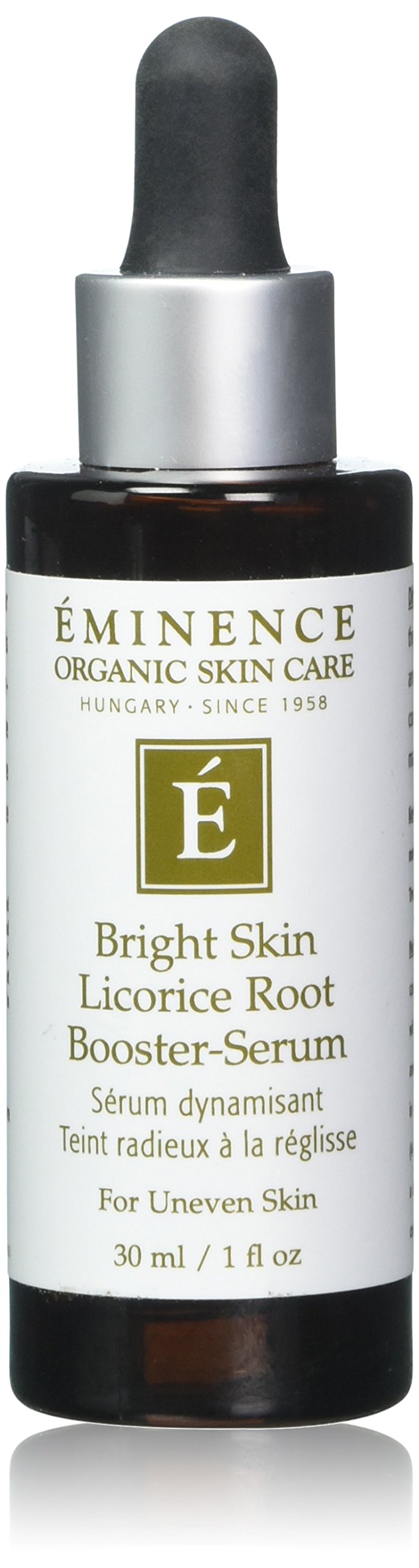 Sérum Eminence en botella para iluminación de la piel con raíz de regaliz.