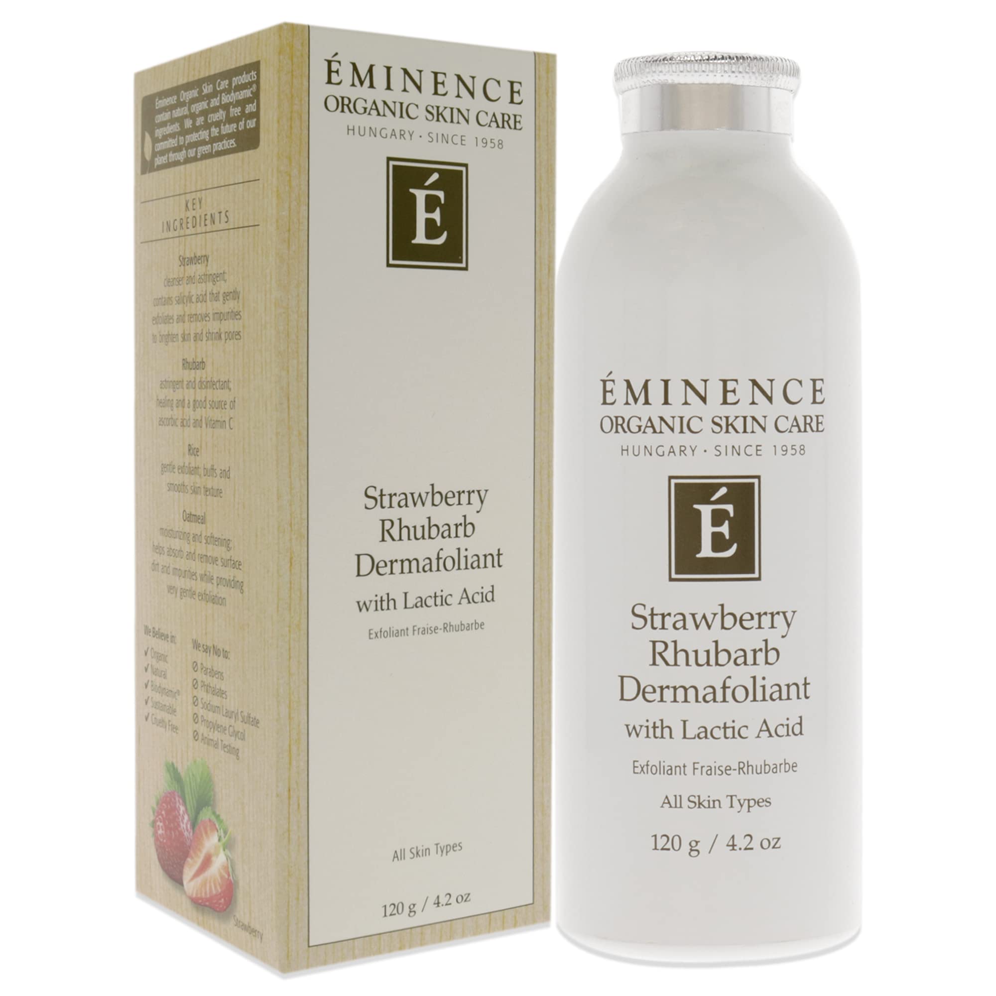 Dermafoliant Eminence, activado con agua para limpieza suave.