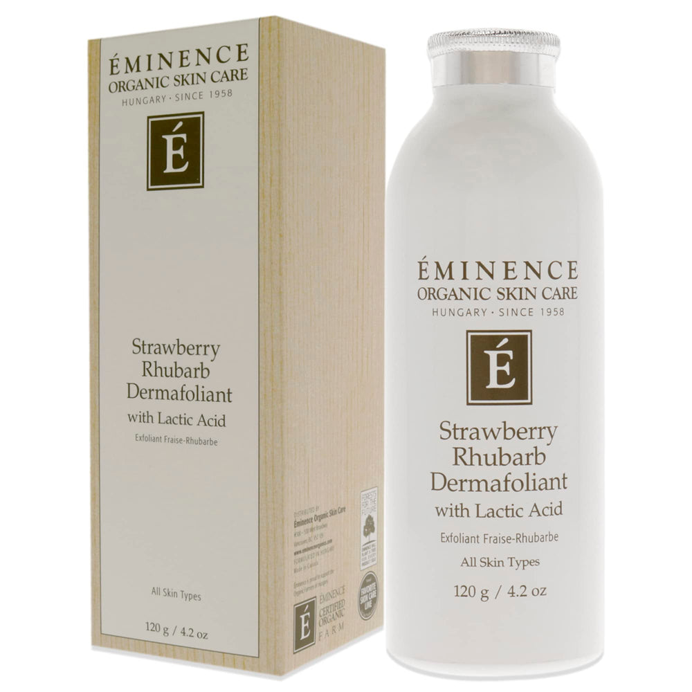Dermafoliant Eminence, ingredientes antioxidantes de fresa y ruibarbo.