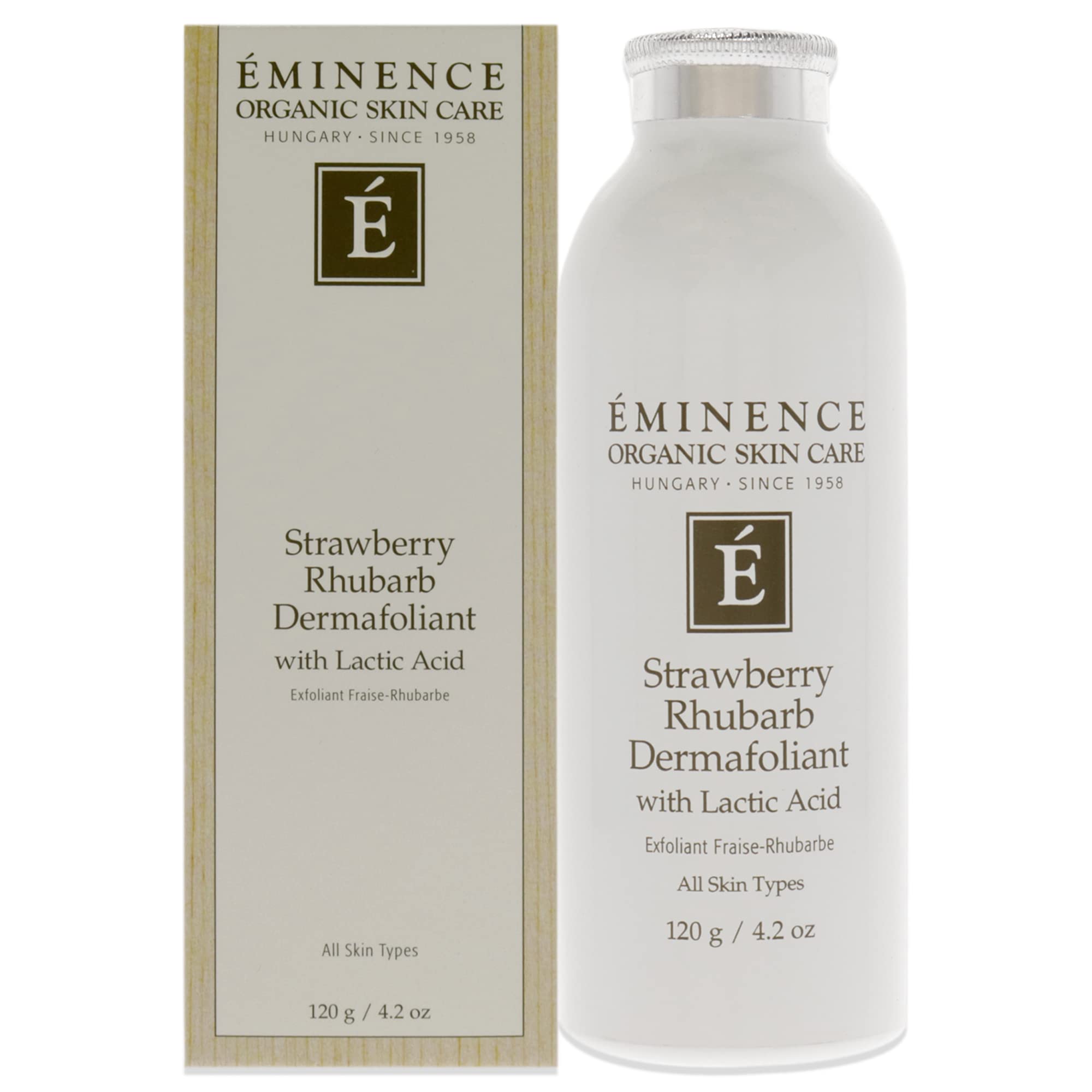 Dermafoliant Eminence, manos aplicando exfoliante suave.