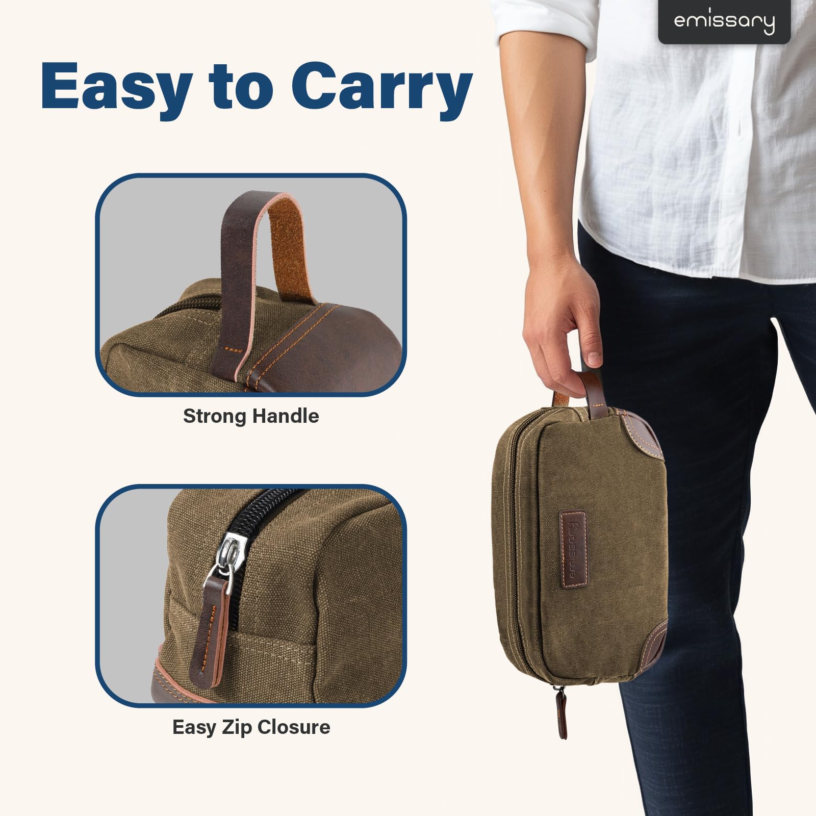 Kit de viaje Emissary para baño, tamaño compacto con gran capacidad.