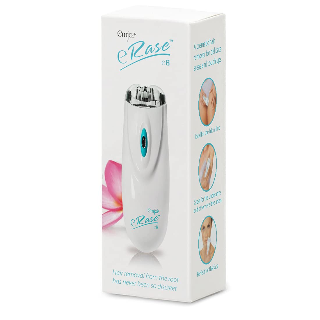 Emjoi eRase e6 mostrando tecnología de deslizamiento para eliminar vello desde la raíz.