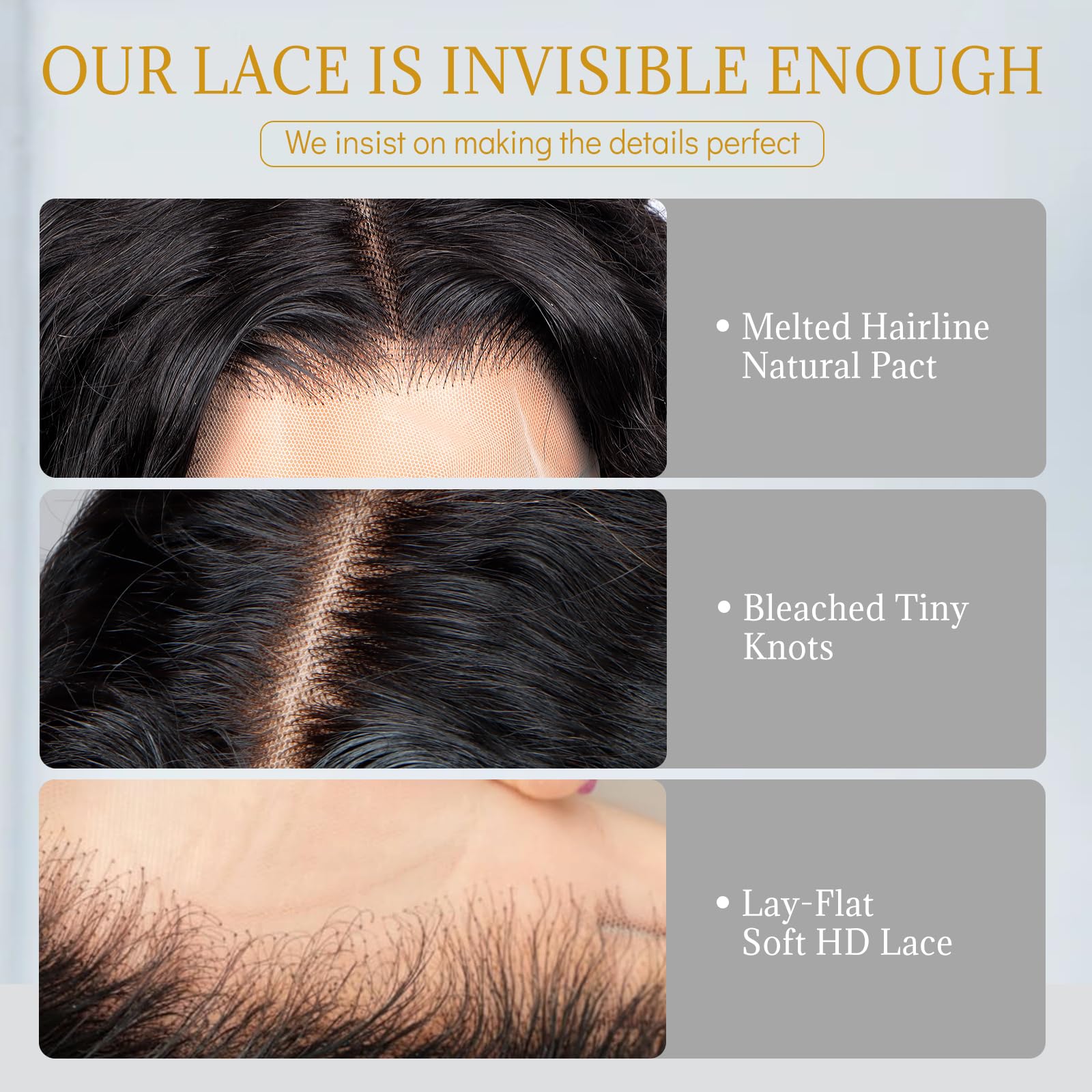 Frente de encaje transparente EMOBANA para línea de pelo natural