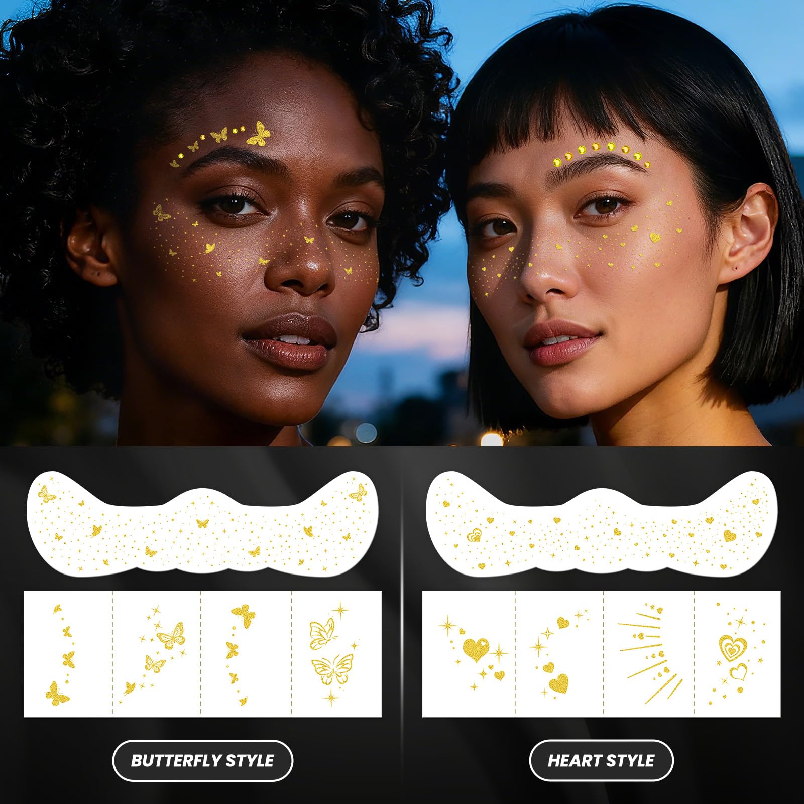 EMOME look festival con brillo dorado para destacar.