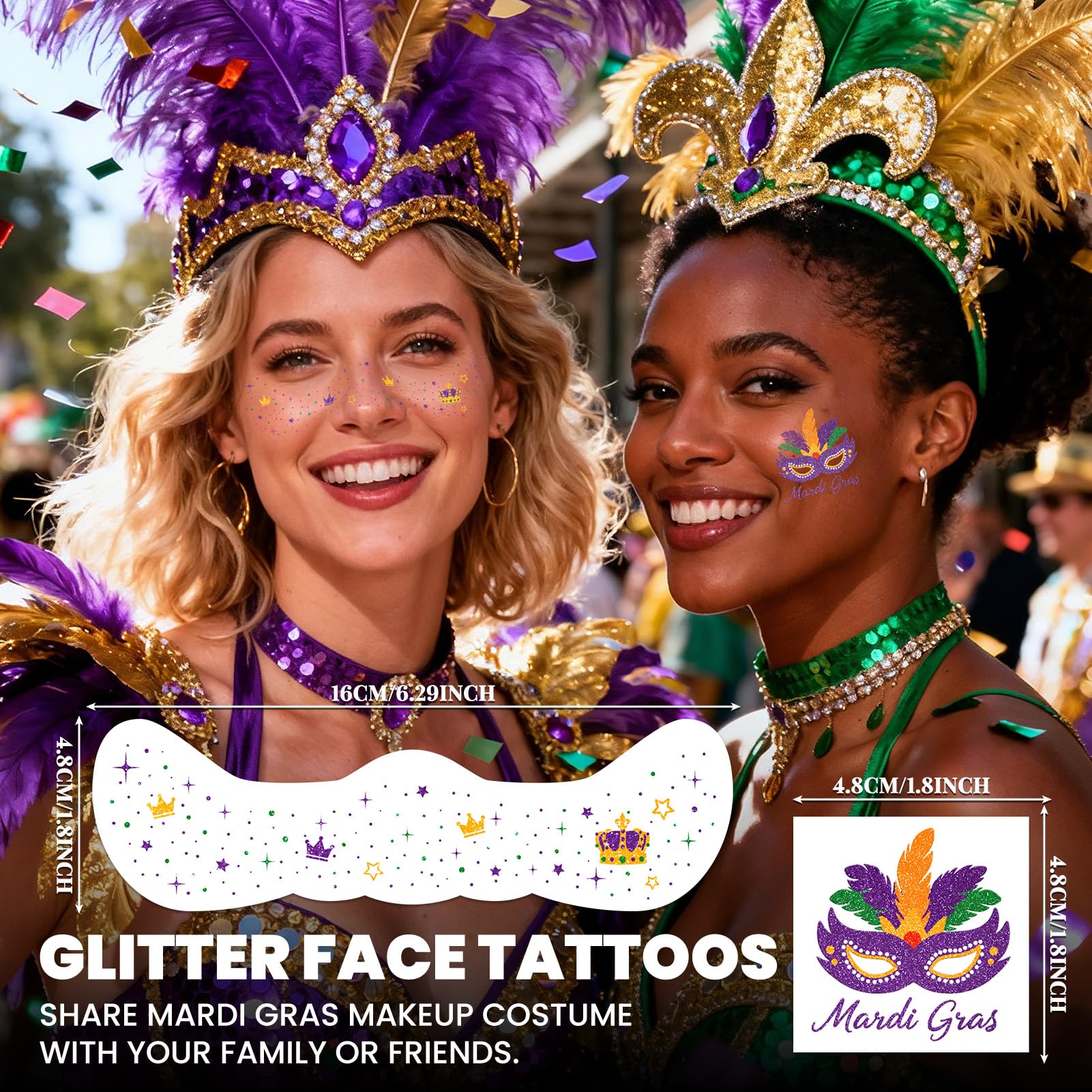 EMOME Mardi Gras masks and beads patterns for bold carnival looks